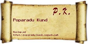 Poparadu Kund névjegykártya
